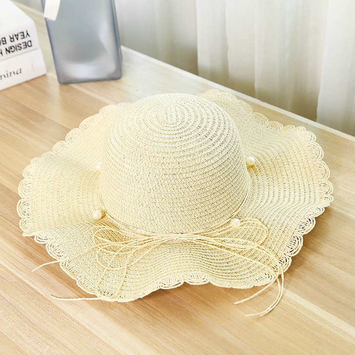 帽子女夏天沙滩帽韩版百搭可折叠草帽户外出游...