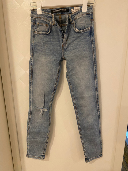 zara高腰紧身牛仔裤