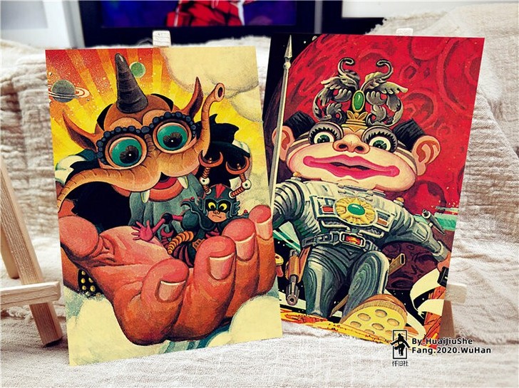 闲置80后怀旧经典漫画书太空大战明信片装饰...