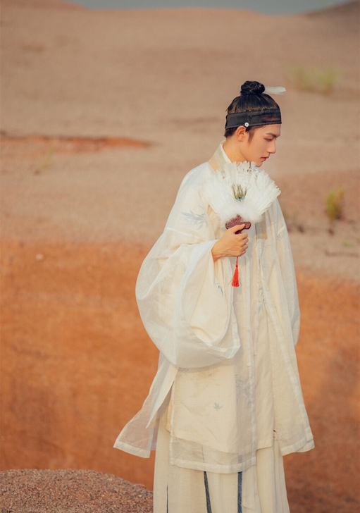 古风仙气男士汉服男飘逸白色中国风明制传统书...