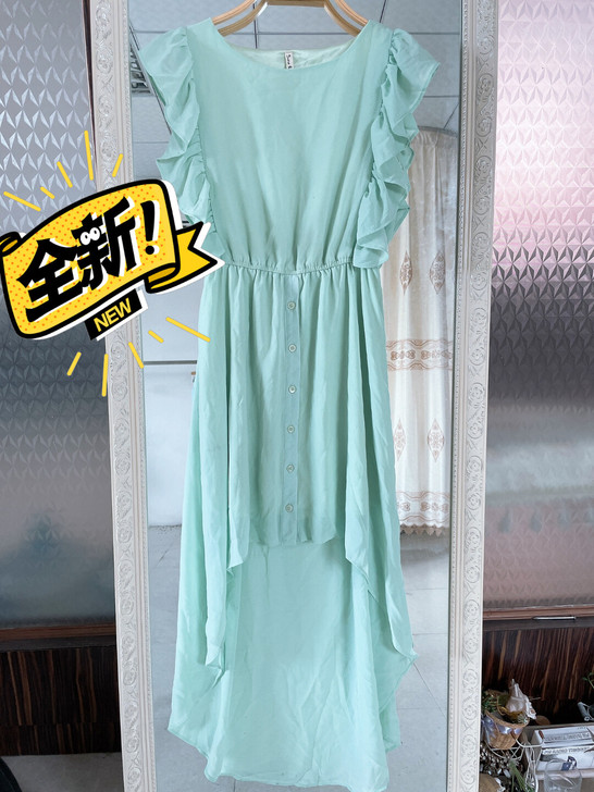 夏季夏装夏天雪纺连衣裙荷叶边裙子中长裙女装...
