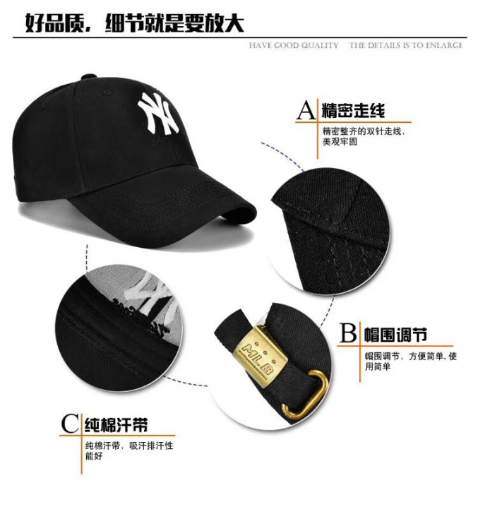 全新，男女同款普通棒球帽，刺绣NY字母鸭舌...