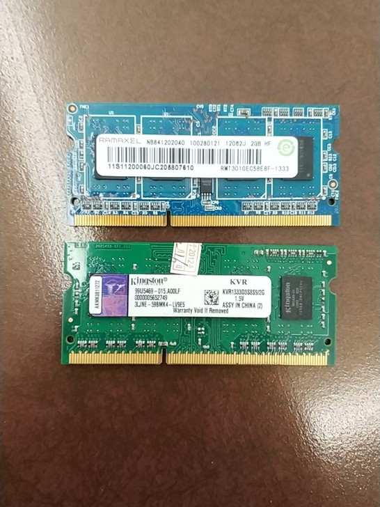 笔记本电脑拆机内存。两条2G.电脑小白。不...