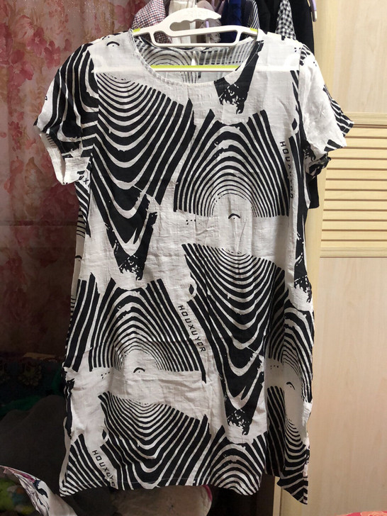 棉麻材质，H版女裙，斑马纹图案，胸围105...