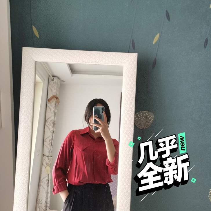 酒红色衬衣，只试穿过一次