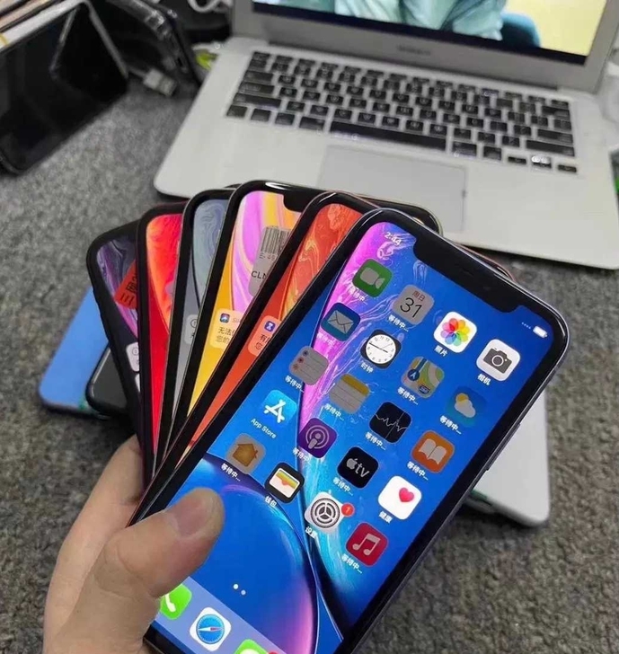 蓝色XR苹果手机iphonexr有面容黑解...