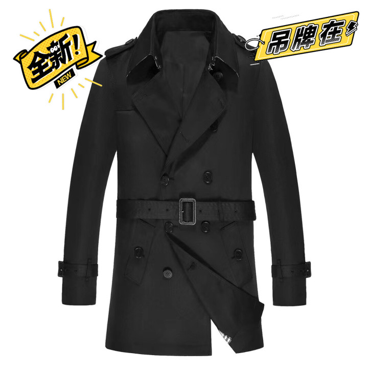 男士风衣春秋季英伦潮牌外套薄款双排扣中长款...