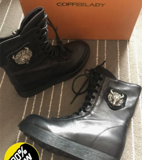 黑色正宗小牛皮马丁靴全新包邮！里外全皮37...