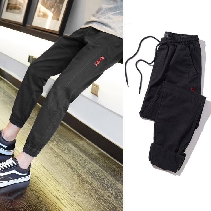 唐狮冬季休闲裤子男加绒加厚工装束脚裤男士宽松