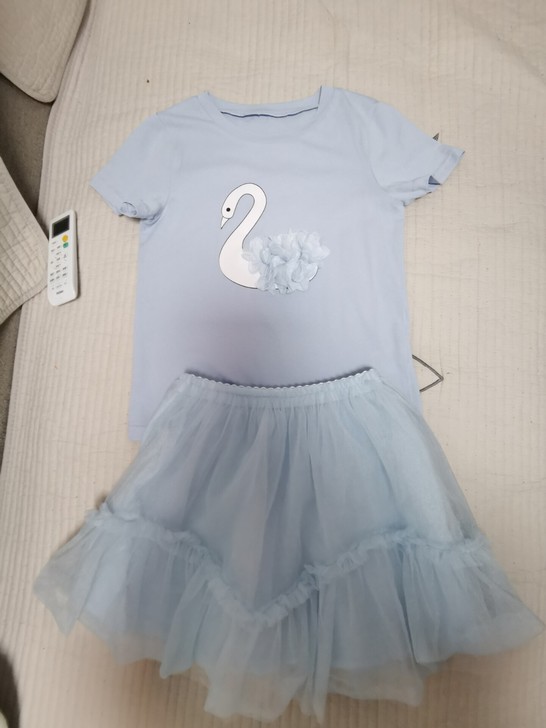 笛牧 蒂尔蒙德童装 短袖天鹅t恤加半身蓬蓬...