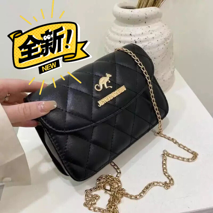 外贸单取消清仓处理袋鼠真皮质感女士单肩斜挎...