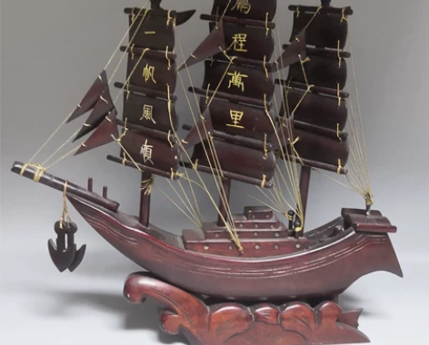 90年代木雕一帆风顺摆件 保真旧货，品非常...