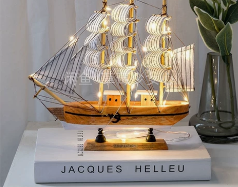 【外贸尾单清货】全新送灯，一帆风顺帆船模型...