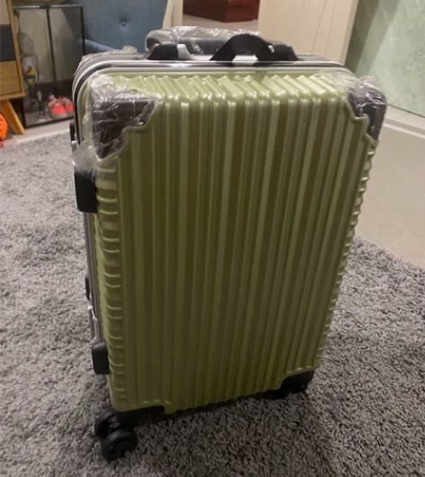 旅行箱 行李箱 绿色 20寸 内部结构看清...