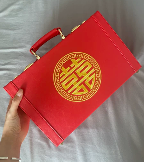 陪嫁箱结婚箱子订婚盒子皮箱红色喜箱嫁妆箱礼...
