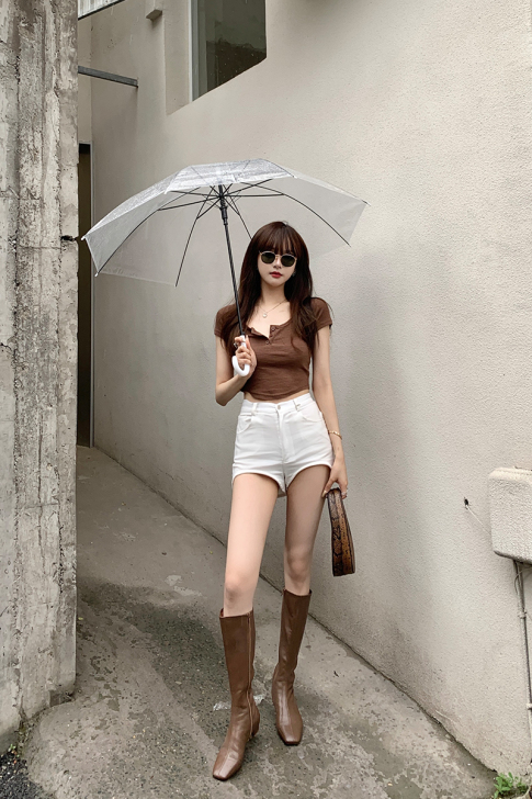 THESVN短裤女夏季2021新款宽松白色...