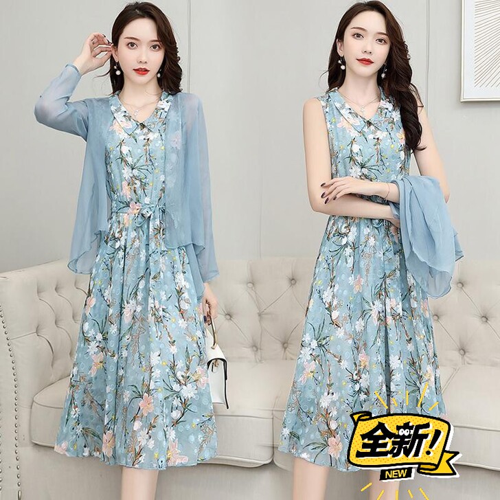 【618捡漏】雪纺连衣裙女遮肚韩版夏季女装...