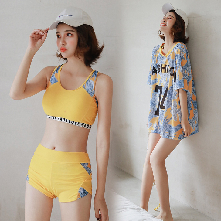 游泳衣女士遮肚显瘦分体三件套夏保守2021...