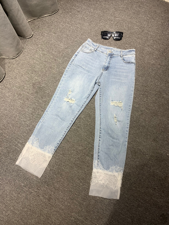 欧根纱牛仔裤 贼美了 105斤以内都能穿 ...