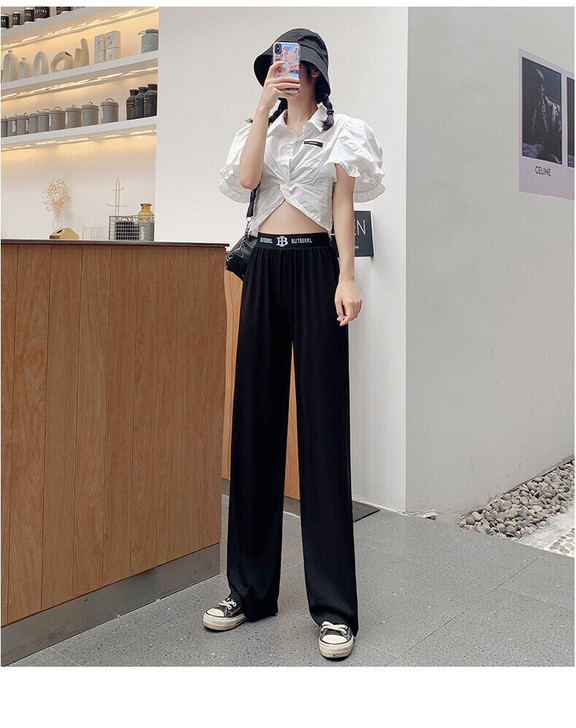 爆款冰丝阔腿裤女春夏薄款韩版高腰宽松