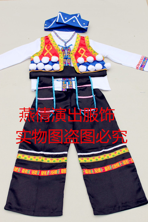 儿童演出服装 少数民族男童服装 葫芦丝舞台...