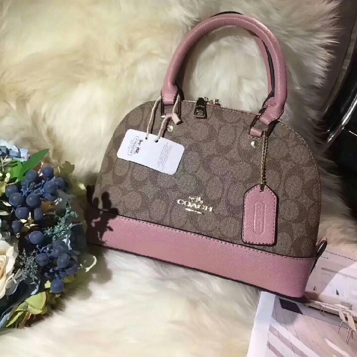 正品蔻驰coach经典款贝壳包小号拼色印花...