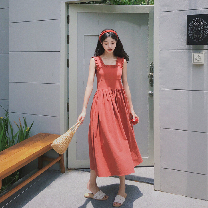 范智乔 吊带背心裙子女夏智熏法式桔梗裙仙女...