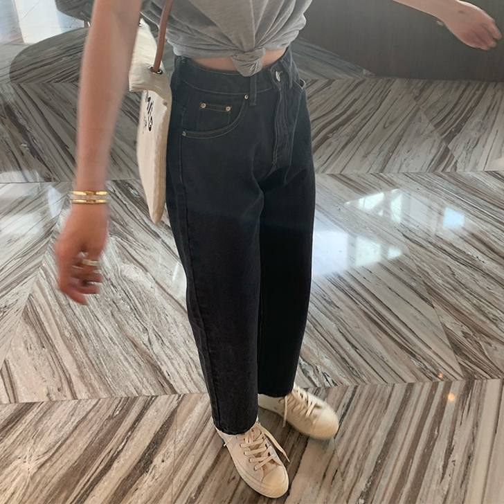 are U shop 黑色九分牛仔裤女夏季...