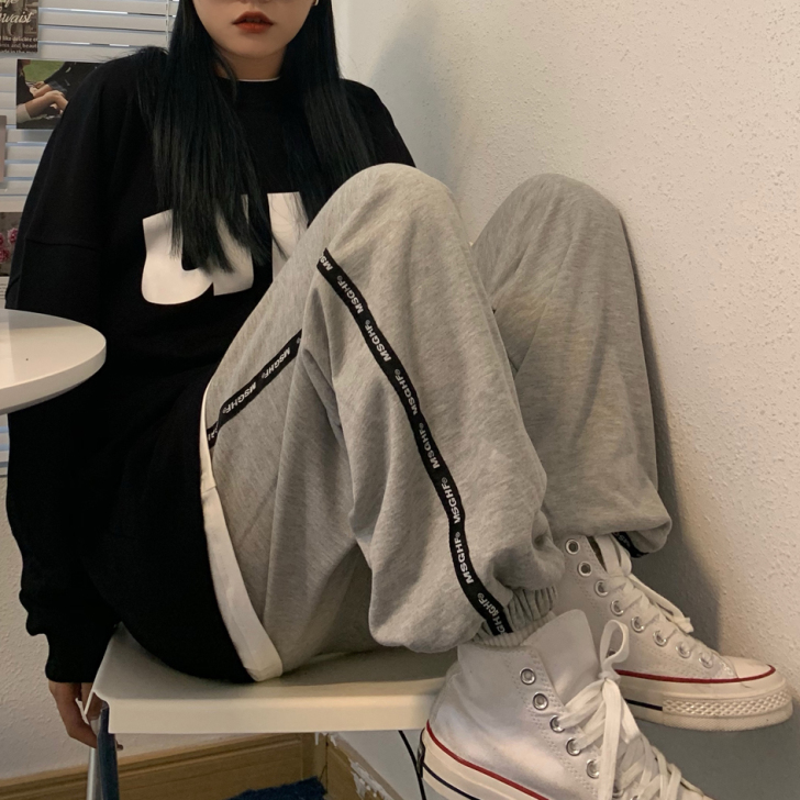 裤子女2021新款春季韩版ins束脚宽松加...