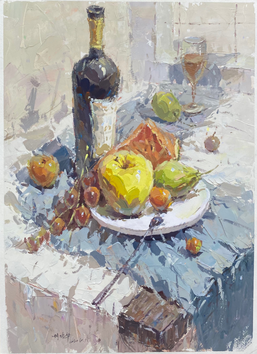 四开色彩静物课堂示范作品，定制油画，水粉画...