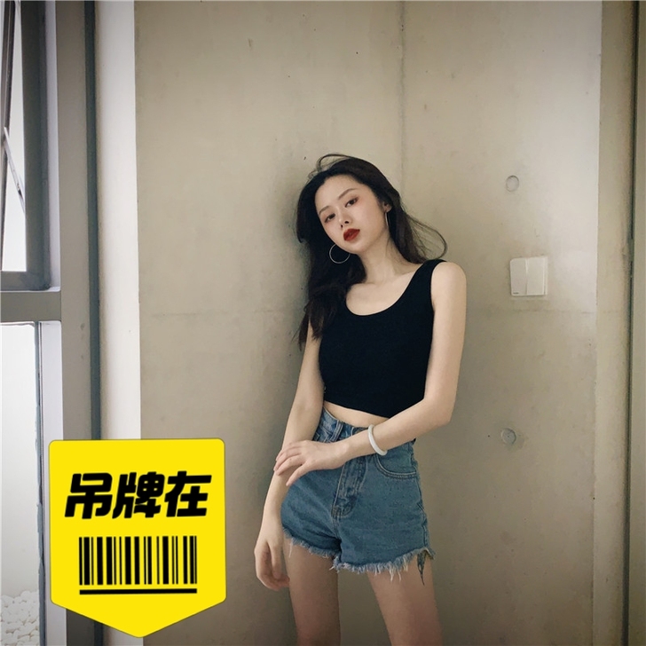纯棉背心女夏内搭短款露脐小吊带工字打底内穿...