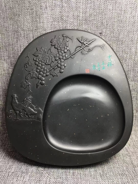吉祥，精品歙砚文房四宝砚台天然原石金星石