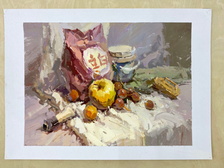 色彩，高考色彩作品，4开水粉画成品，无签名...