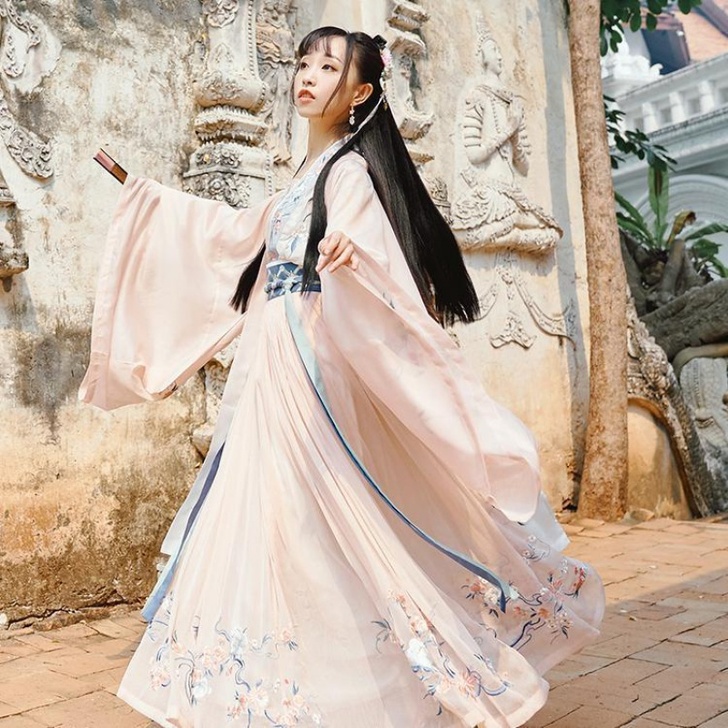 十三余小豆蔻桃夭原创汉服女春夏仙女裙古装刺...