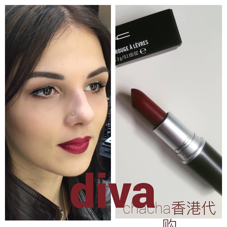 MAC口红diva 热情红润葡萄酒色，几乎...