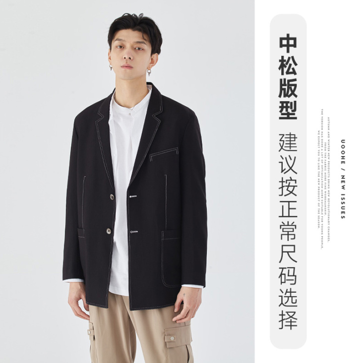 UOOHE商务职业休闲西服上衣男2021春...