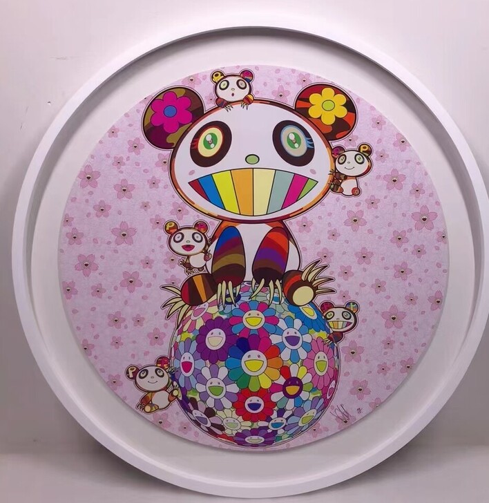 村上隆樱花熊猫，成品尺寸70*70CM，喷...
