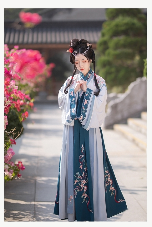 夕瑶赋正品原创春樱赠的汉服女夏魏晋套装交领...