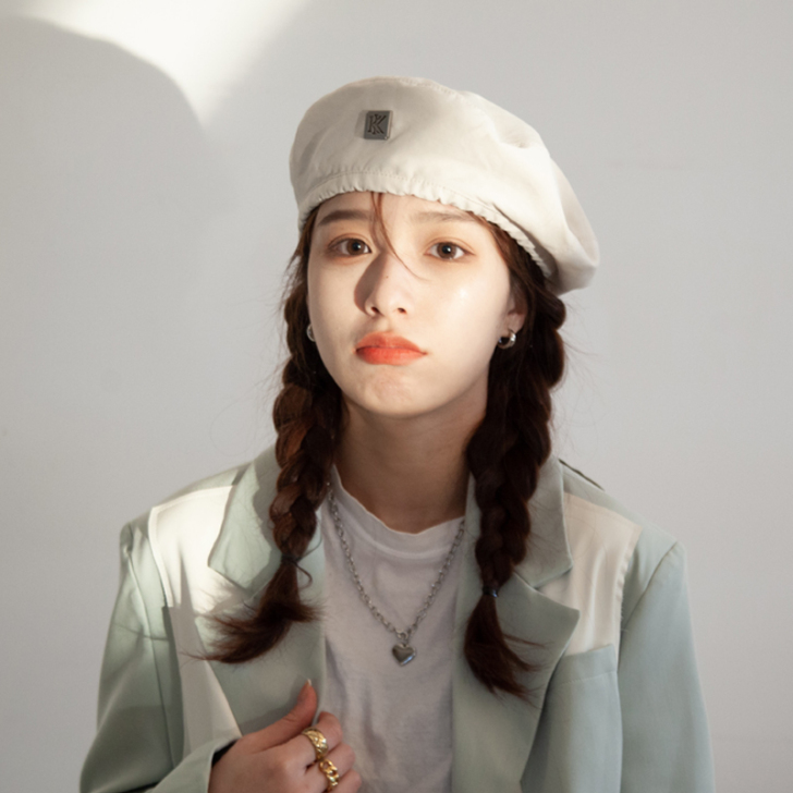 贝雷帽女春夏季薄款英伦复古字母纯色画家帽韩...