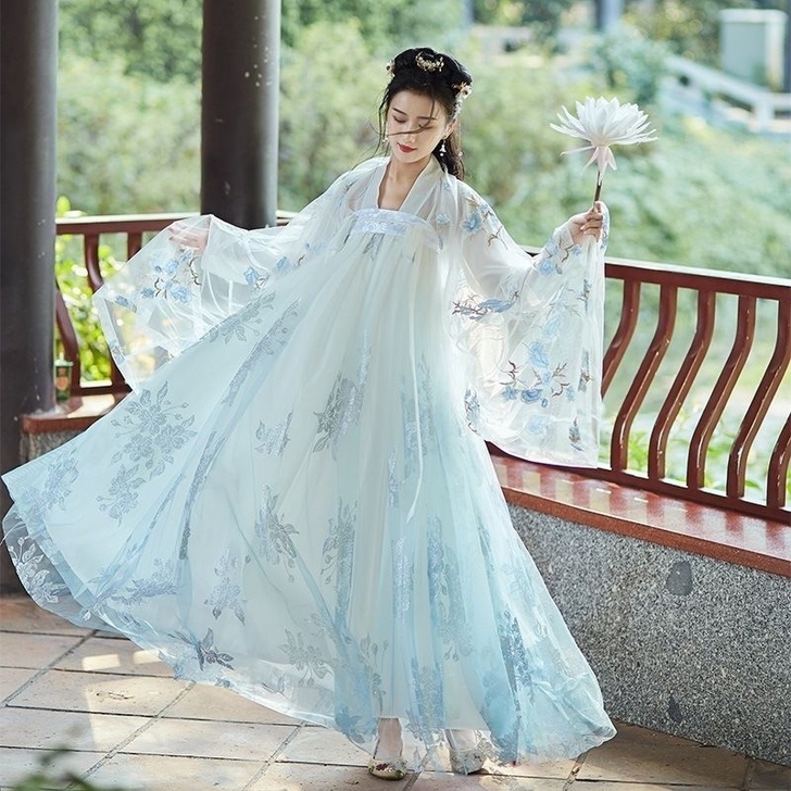 烟雨台汉服女唐制齐胸襦裙超仙飘逸学生古装春...