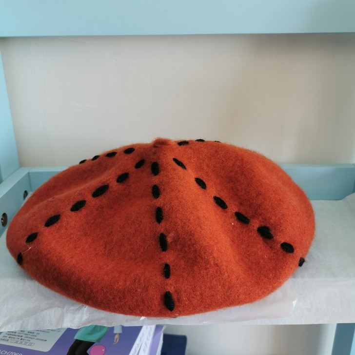 全新女 手工贝雷帽南瓜焦糖色15包邮