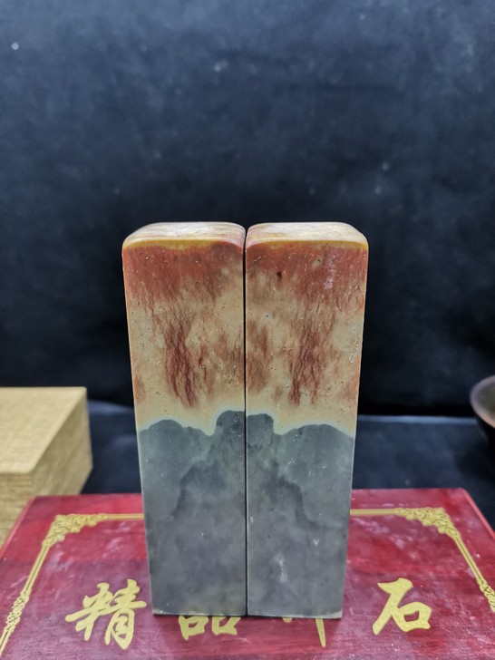 青田石对章镇纸