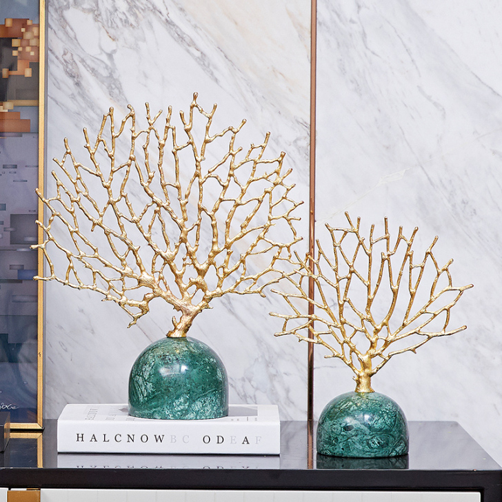 北欧轻奢风大理石摆件招财欧式玄关电视柜桌面...