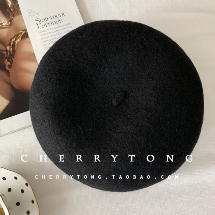 南瓜色浆果砖红色高品质秋冬款羊毛呢立体贝雷...