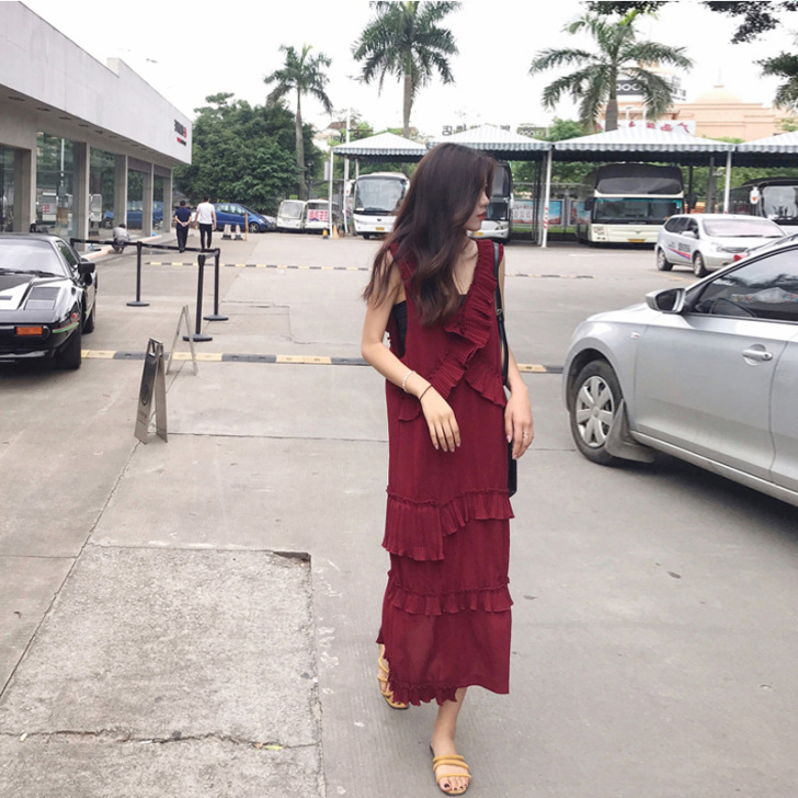 吊带连衣裙女显瘦裙子长裙三亚泰国海边度假夏...