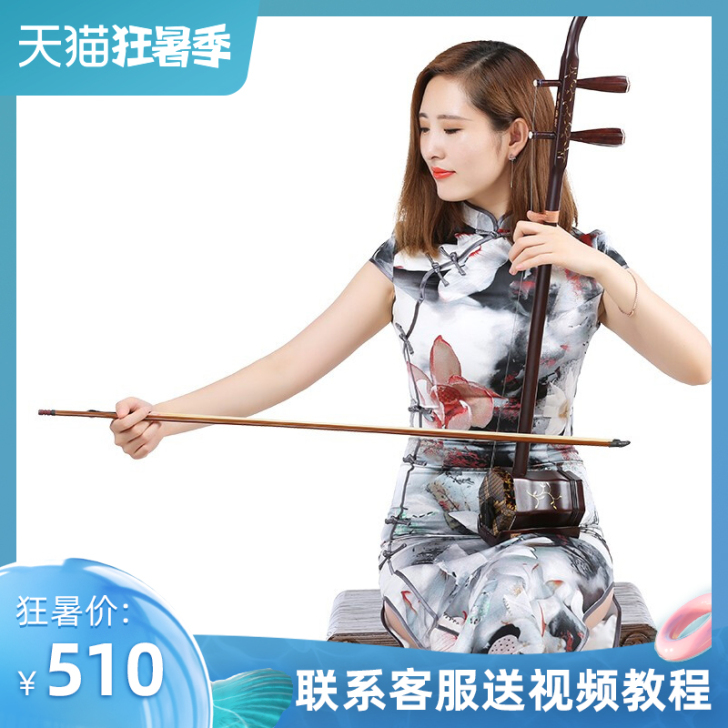星海 二胡乐器红铁木豆材质六方木轴通用初学...