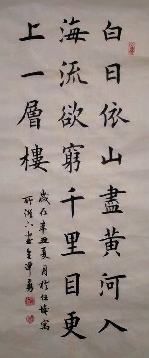 谭勇楷书书法作品，尺寸34*70，全新