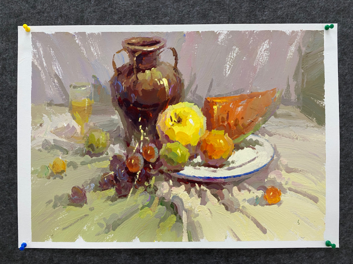 4开水粉静物画成品