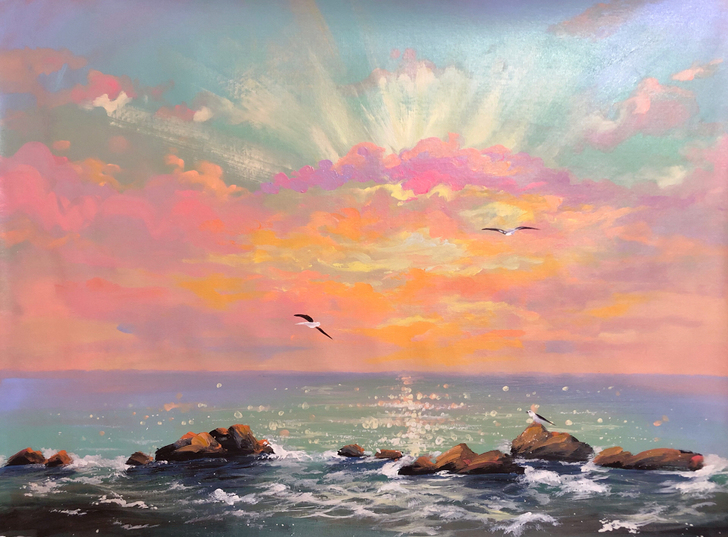 纯手绘油画60*80，亚麻油画布，无装裱，...