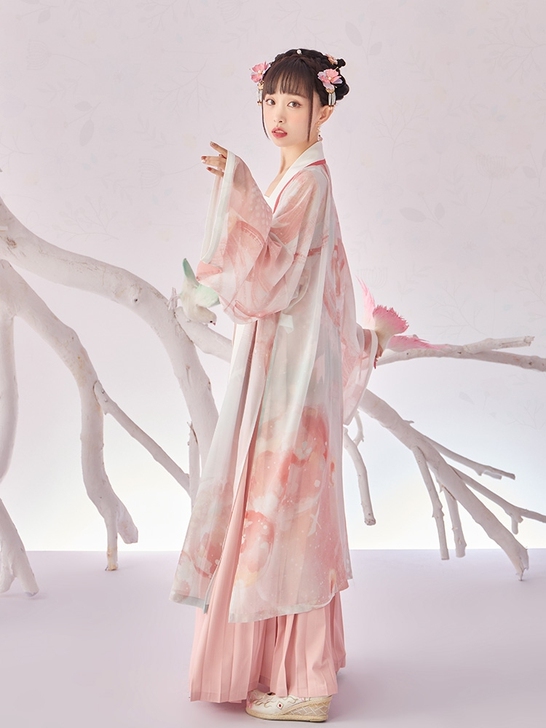 100包邮收十三余西湖龙女粉长衫一套如图s...